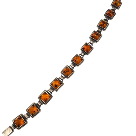 Sterling Silver Amber Station Bracelet #21102 - Picture 6 of 12